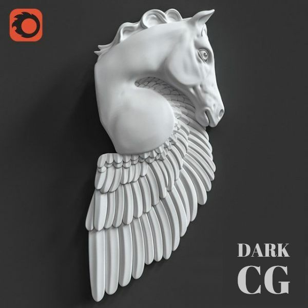 3D Model Pegasus Horse Wall Sculpture