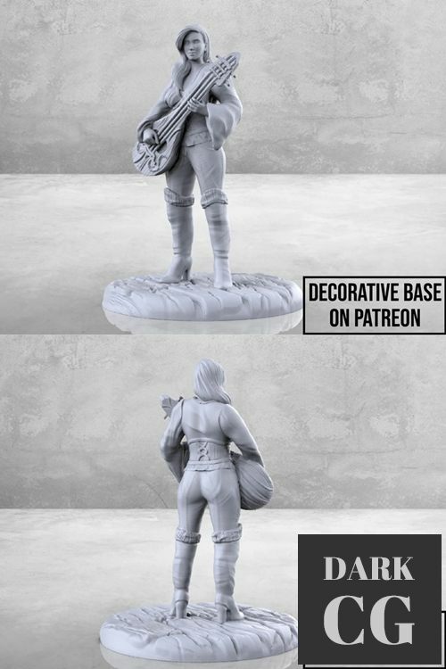 Female Bard with Lute Women – 3D Print