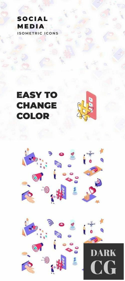 Social Media - Isometric Icons 36118036