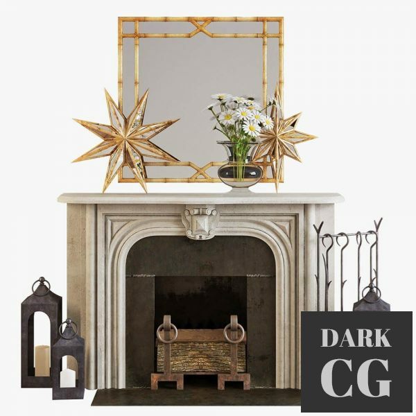 3D Model Fireplace set 002