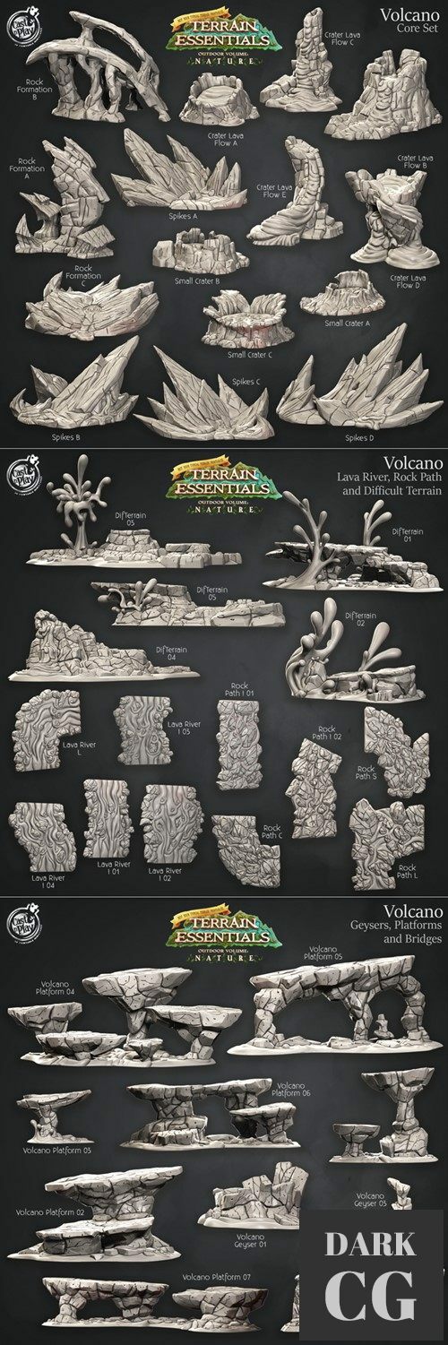 Volcano Terrain Set – 3D Print