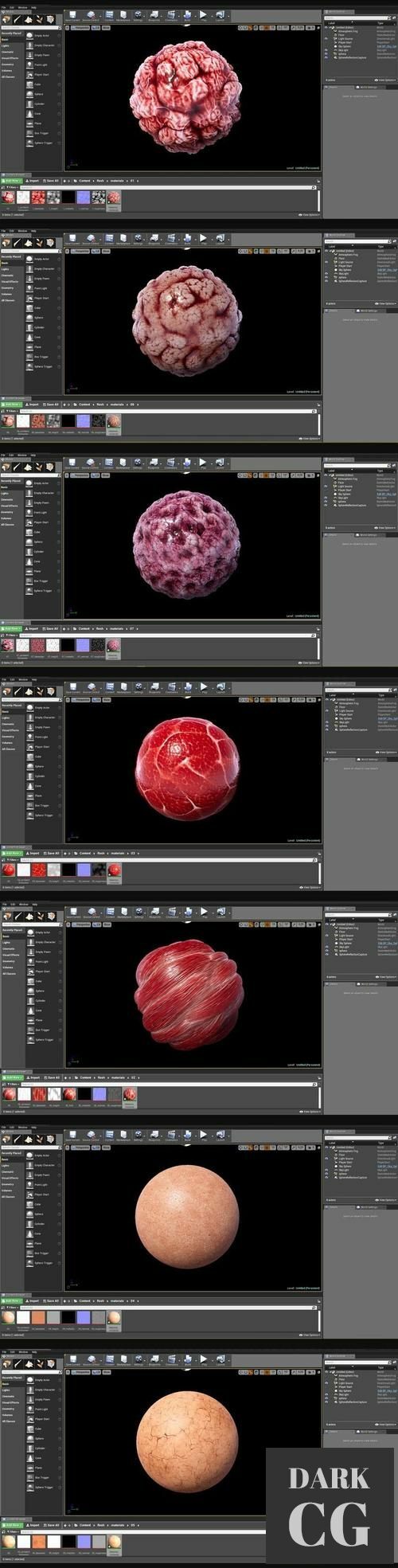 Unreal Engine Flesh Pack of 7 PBR Materials