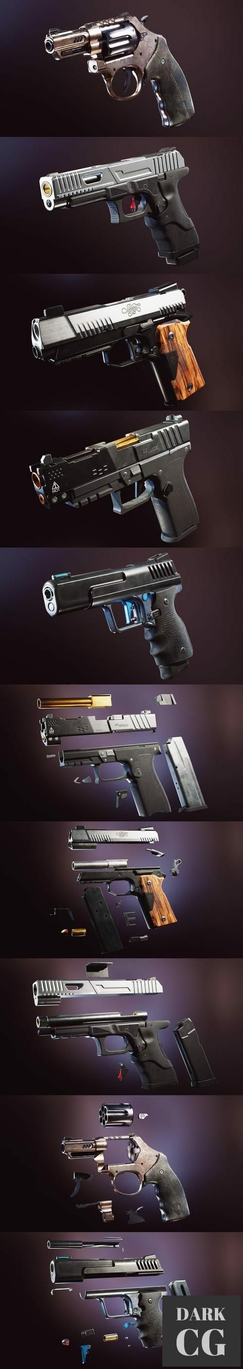 Unreal Engine – (5) FPS 4K Custom Modern Handguns - VOL.1