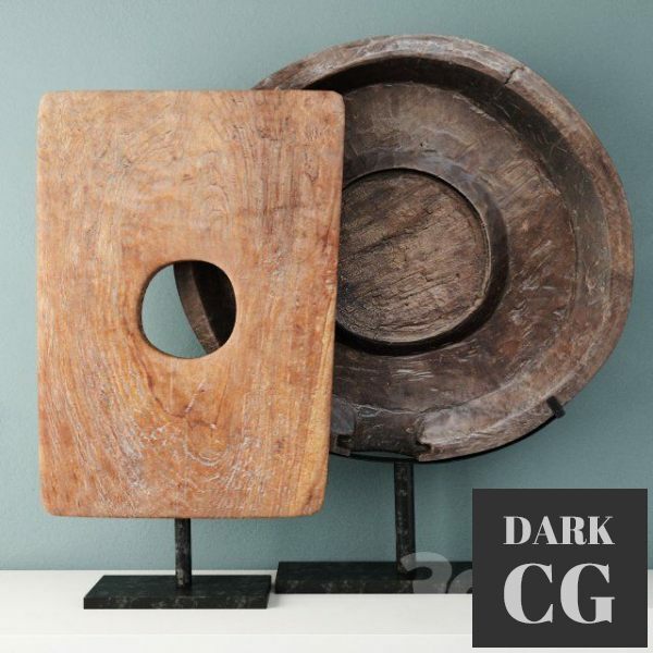 3D Model Teakwood Sculptures on Stand