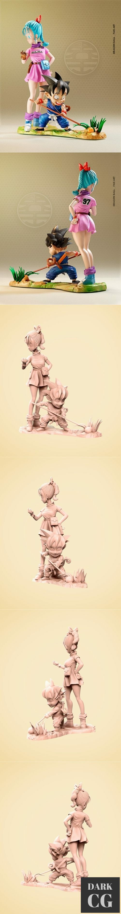Dragon Ball Statue - Goku and Bulma – 3D Print