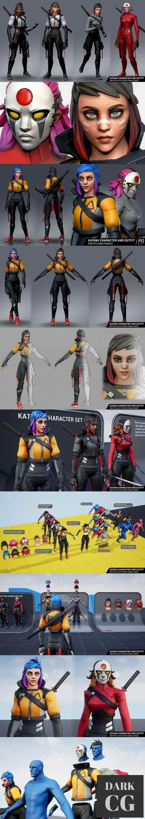 Unreal Engine Katana Outfit for Stylized Female