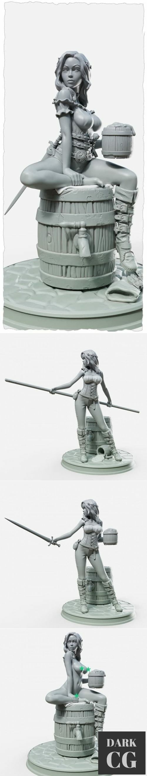 Barrel Girl Pin Up 2 Versions and NSFW – 3D Print