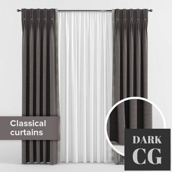 3D Model Curtains with triple pleats