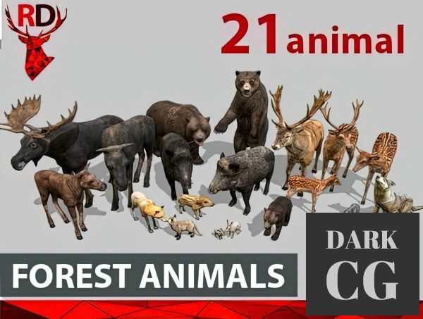 CGtrader FOREST ANIMALS short version Low poly 3D models