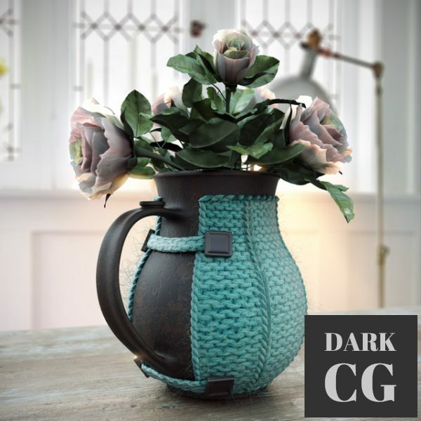 3D Model Roses in Cup