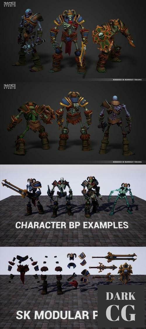 Unreal Engine Modular Fantasy Stylized Skeleton Warrior Hero