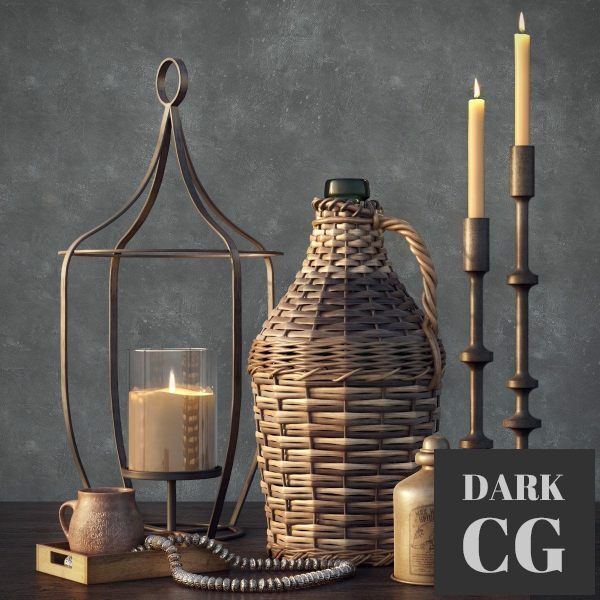 3D Model Pottery barn decoration set 02