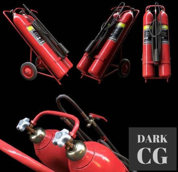 3D Model Wheeled Fire Extinguisher