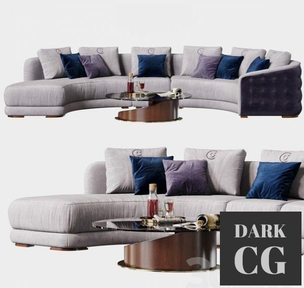 3D Model Carpanelli Contemporary Desyo Sofa Curvy Table Minerva