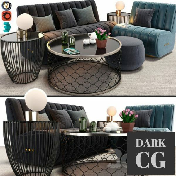 3D Model Sophia sofa and armchair set