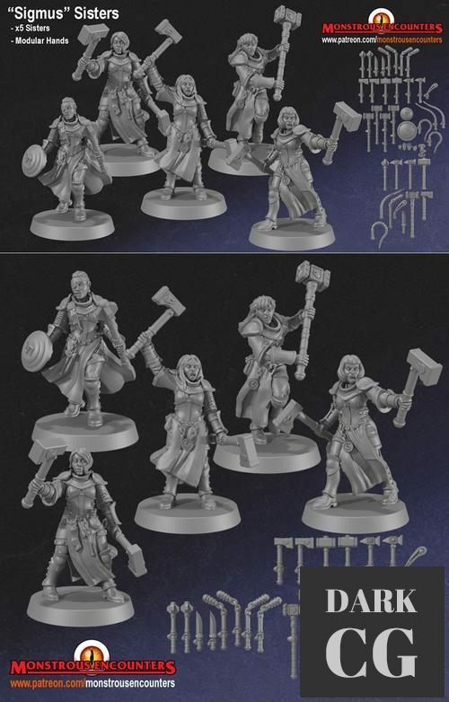 ﻿Monstrous Encounters - Sisters of Sigmus Adepts – 3D Print