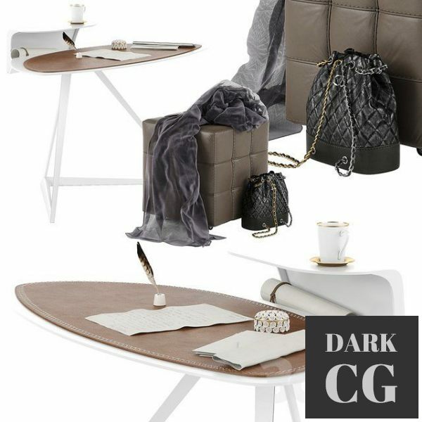 3D Model Cattelan Italia Storm desk set 02