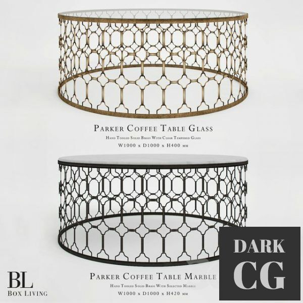 3D Model Box Living Parker Coffee Table Glass and Marble