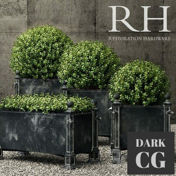 3D Model Restoration Hardware versailles weathered zinc planters