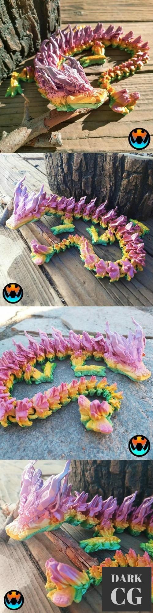 3D Model Woodland Dragon Articulating Flexi Wiggle Pet Print in Place Fantasy 3D Print