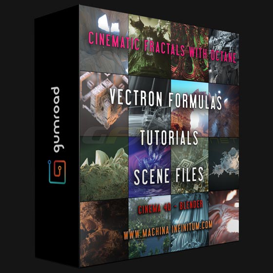 Gumroad Octane Vectron Fractal PACK N 2 Tutorials Cinema 4D Blender scenes