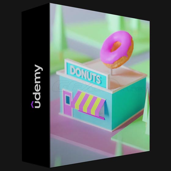 Udemy Blender 3D Easy Cartoon Donut Shop Scene