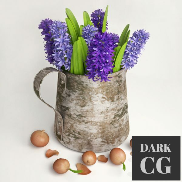 3D Model Flowers in a watering can