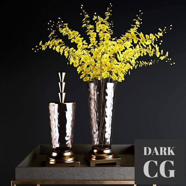 3D Model Tables Rh and yellow flowers 2