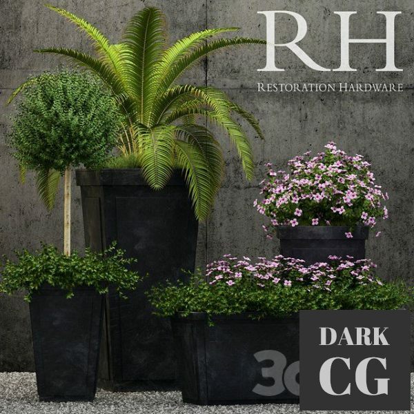 3D Model Restoration Hardware paneled sheet metal planters