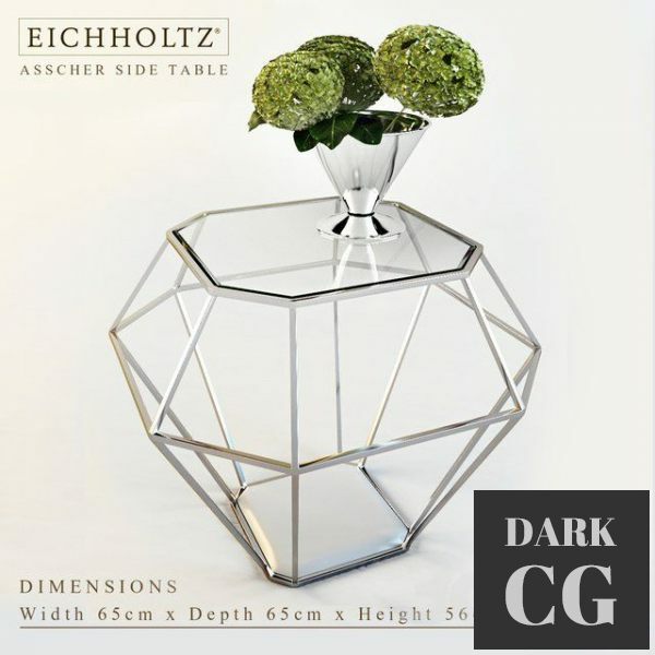 3D Model EICHHOLTZ ASSCHER SIDE TABLE with Silv by Gervasoni