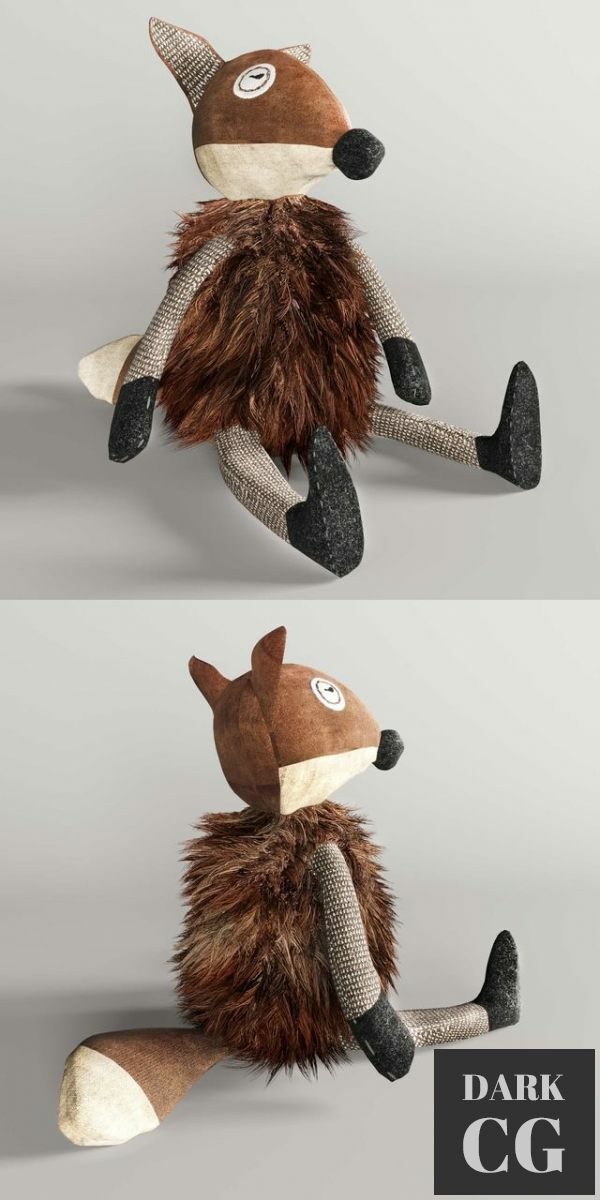 3D Model WOOLY plush fox