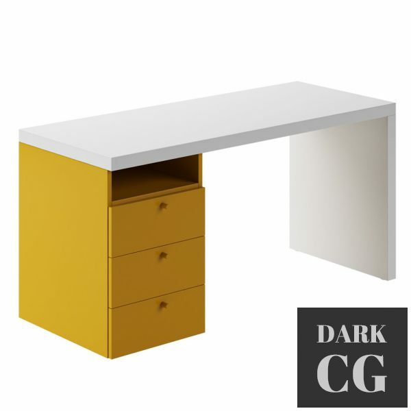 3D Model Top S21 Desk with Drawer Unit by Nidi