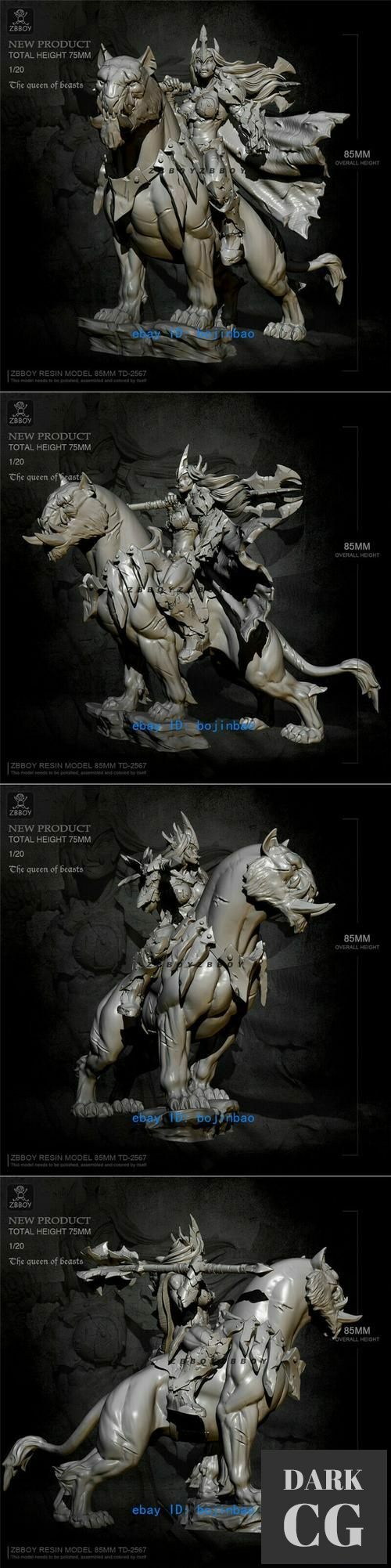 ﻿Orc Queen Mounted on Beast – 3D Print