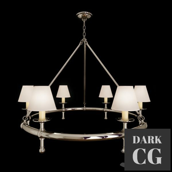 3D Model Visual Comfort E F Chapman Classic 6 Light Chandelier in Polished Nickel SL5812PN NP