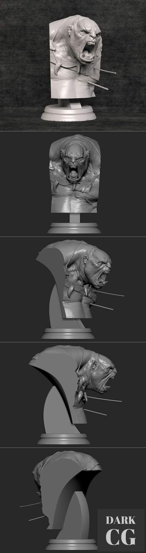 ﻿Orc Berserker Bust – 3D Print