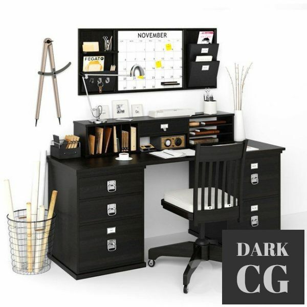 3D Model Bedford Rectangular Desk