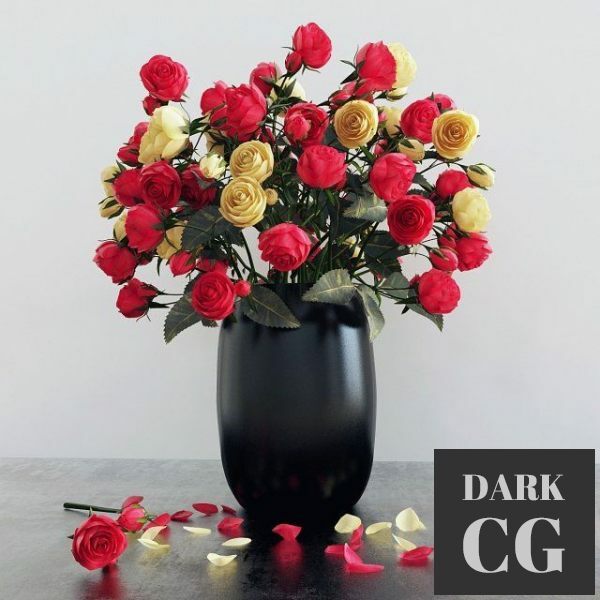 3D Model Bouquet of flowers in a vase 68