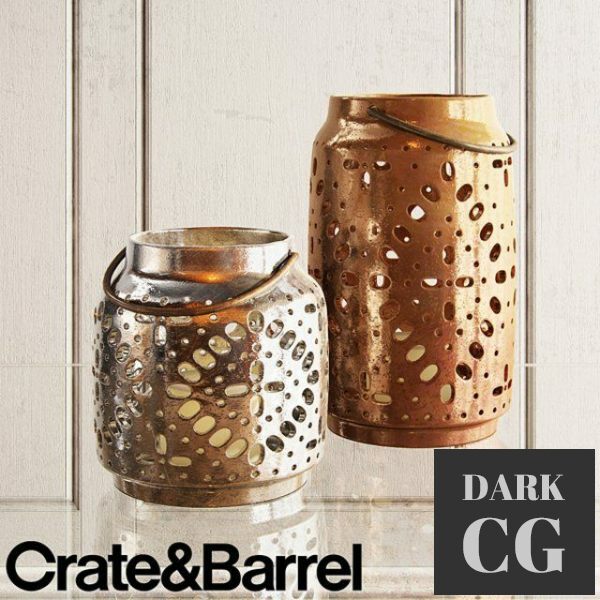 3D Model Crate barrel wisteria metallic ceramic lanterns