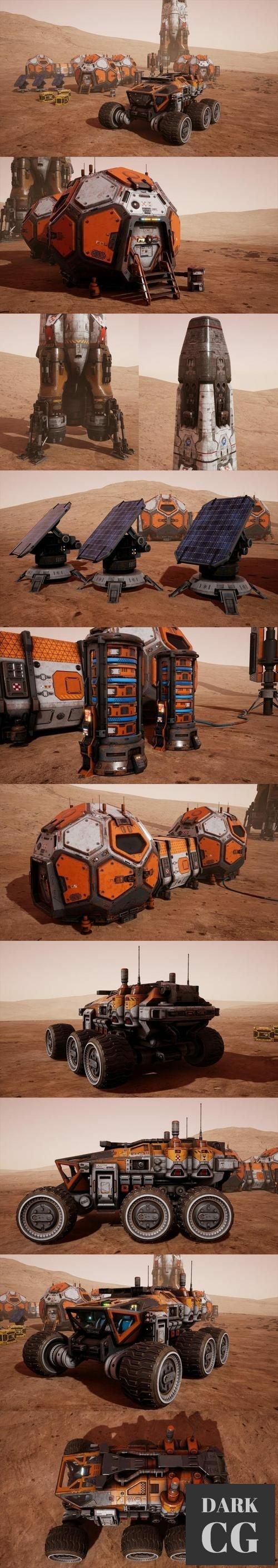 Unreal Engine Mars Colony Props and Vehicle