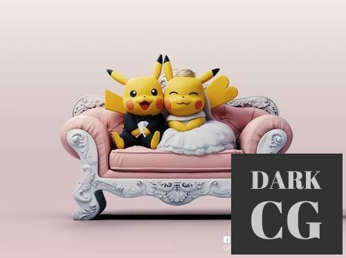 Wedding pikachu with sofa – 3D Print