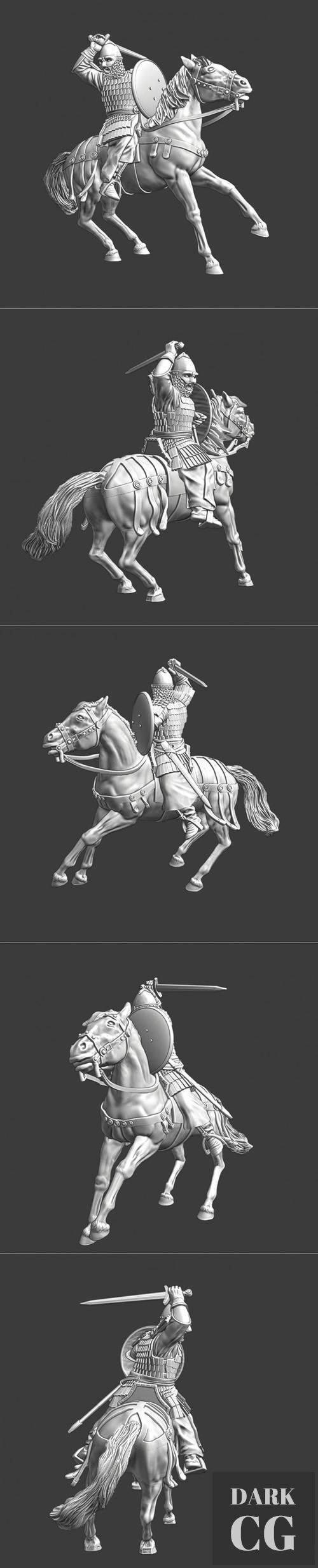 3D Model Russian medieval mounted druzhina in combat 3D Print