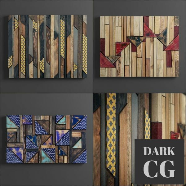 3D Model Panel wood art 02