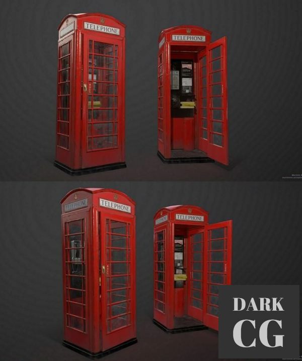 3D Model British K6 telephone box PBR