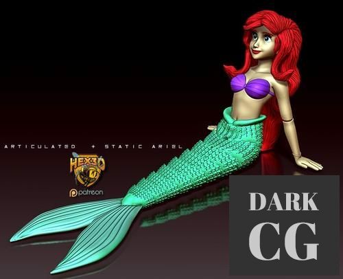 Ariel Mermaid Articulated and Static – 3D Print