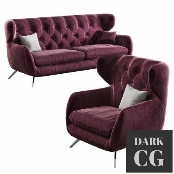3D Model 3C Candy Sixty sofa and armchair
