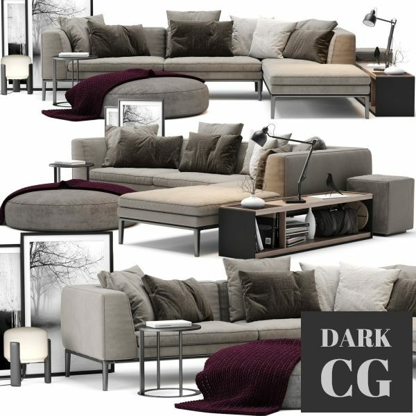3D Model B and B Italia Michel Sofa 12