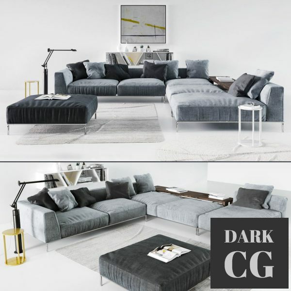 3D Model B B Italia Frank sofa