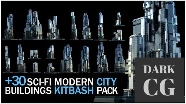 +30 Sci-Fi Modern City Buildings Kitbash Pack