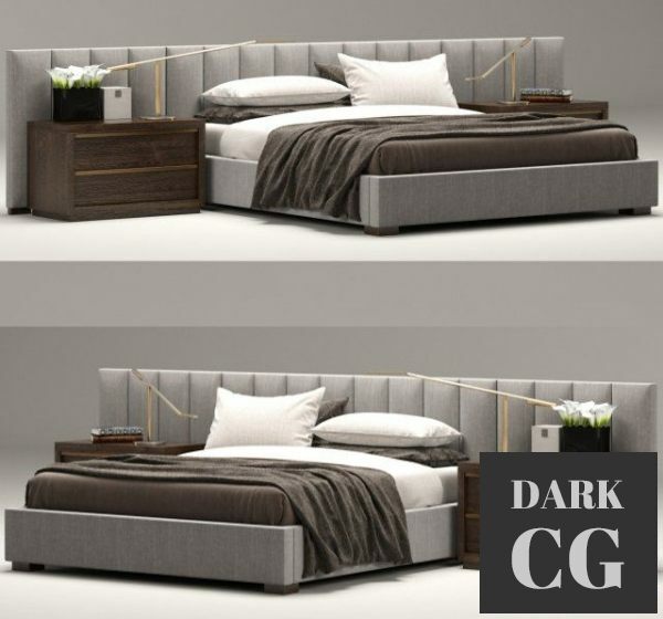 3D Model Gray bed