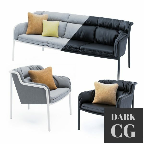 3D Model Haddoc set sofa and armchair